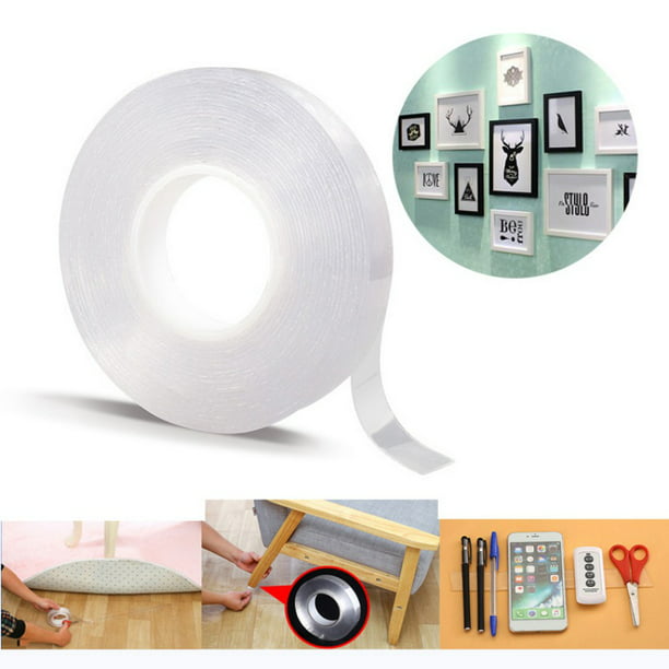 3Roll Double-sided tape Multifunction Super Sticky Nano Gel Tape Washable 3.28ft